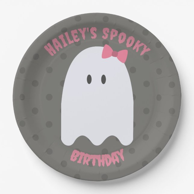 Girl Ghost Birthday Party Personalized Paper Plate (Front)