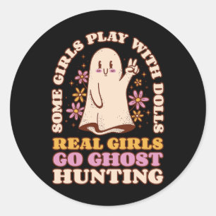 Girl Ghost Hunting Paranormal Investigator Ghost R Classic Round Sticker