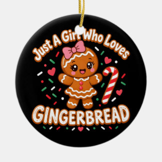 Girl Gingerbread Man Funny Christmas Women Ceramic Ornament