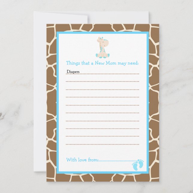 Girl Giraffe Advice List for New Moms Baby Shower Invitation (Front)