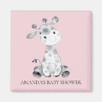 Girl Giraffe Baby Shower Favour Magnet