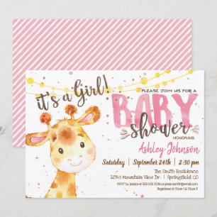 Girl Giraffe Baby Shower invitation