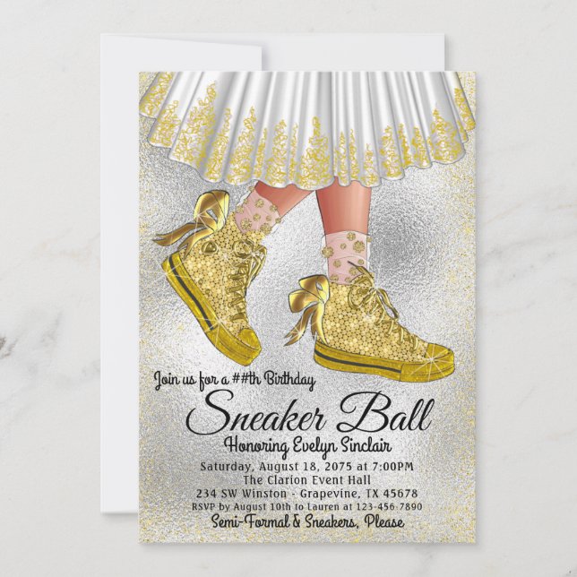 Girl Glam Sneaker Ball Birthday Party Invitation (Front)