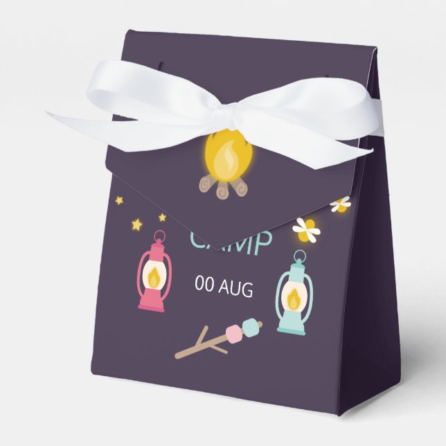 Girl Glamping Party personalized Favor Box (Front Side)