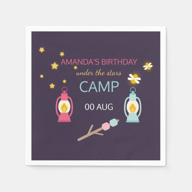 Girl Glamping Party personalized Napkin (Front)