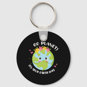 Girl Go Planet Its Your Earth-day Shirt Cute Kids Keychain