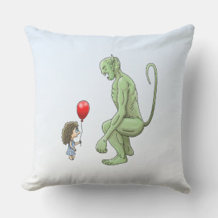 Girl & Goblin Throw Pillow