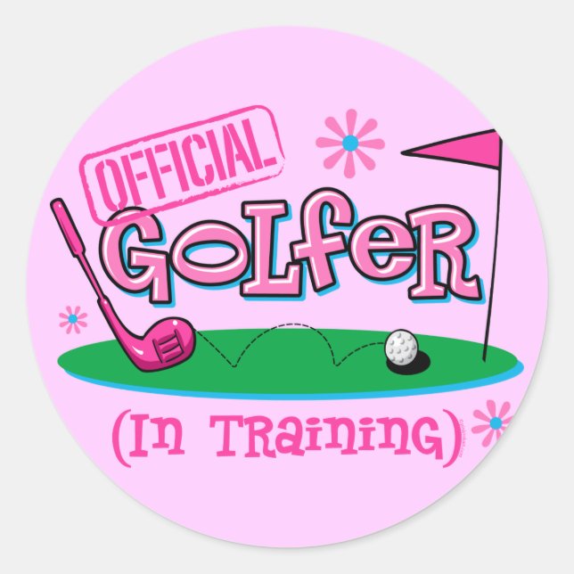 Girl Golfer In Training Classic Round Sticker (Front)