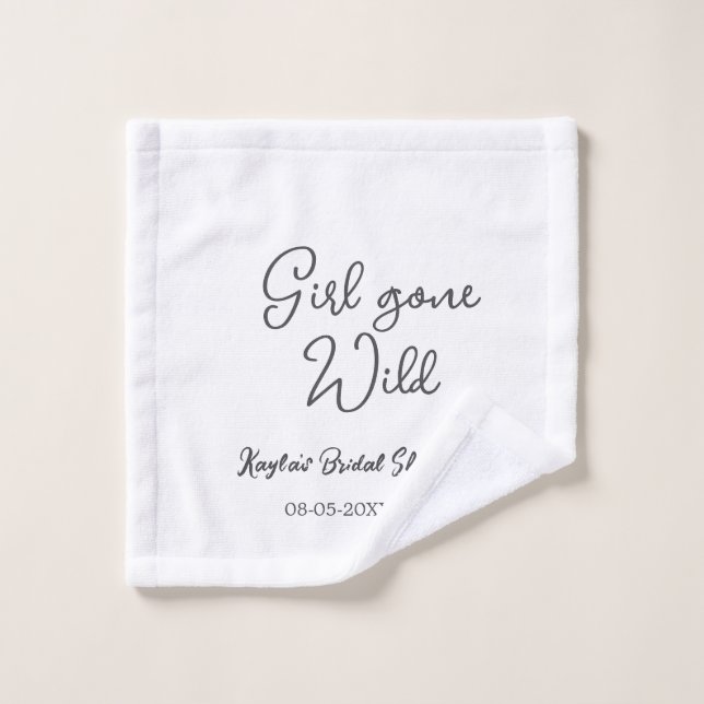 Girl gone wild bridal shower name date simple mini (Gant de toilette)