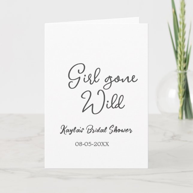 Girl gone wild bridal shower name date simple mini card (Front)