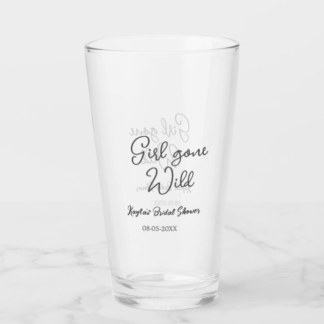Girl gone wild bridal shower name date simple mini glass (Front)
