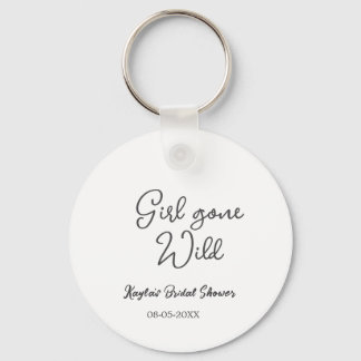 Girl gone wild bridal shower name date simple mini keychain