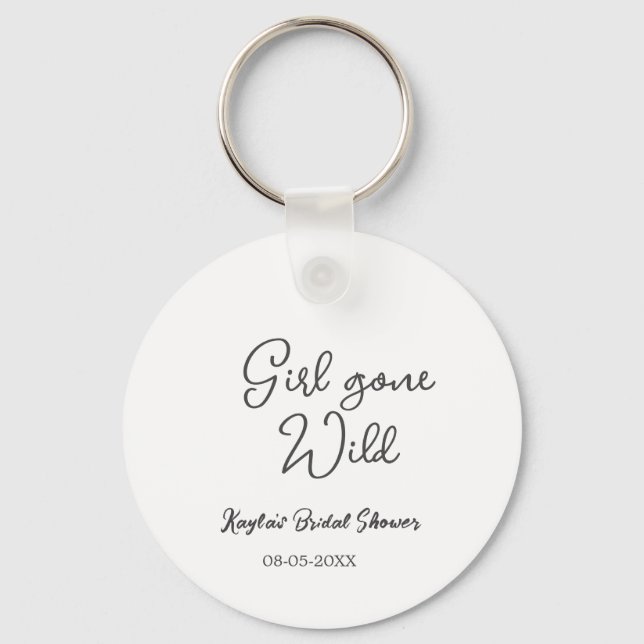 Girl gone wild bridal shower name date simple mini keychain (Front)