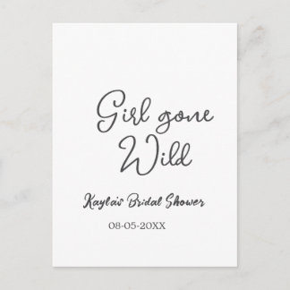 Girl gone wild bridal shower name date simple mini postcard