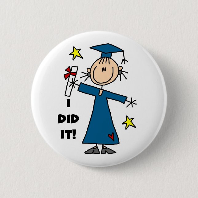Girl Graduate 2 Inch Round Button (Front)