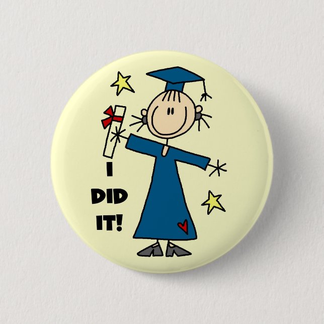 Girl Graduate 2 Inch Round Button (Front)