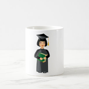 Girl Graduate in Black Cap and Gown Coffee Mug