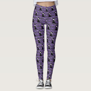 Girl Grim Reaper with Cemetery Background Leggings