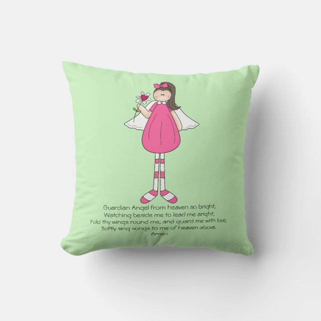 Girl Guardian Angel Prayer Pillow (Front)