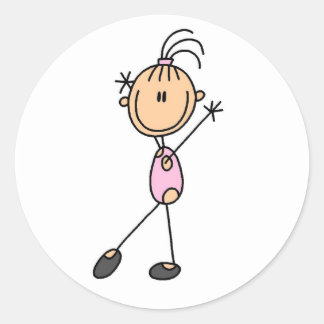 Girl Gymnast in Pink Classic Round Sticker