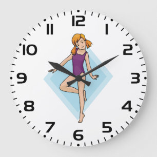 Girl Gymnast in Purple Leotard Large Clock