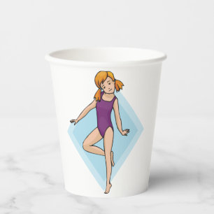 Girl Gymnast in Purple Leotard Paper Cups
