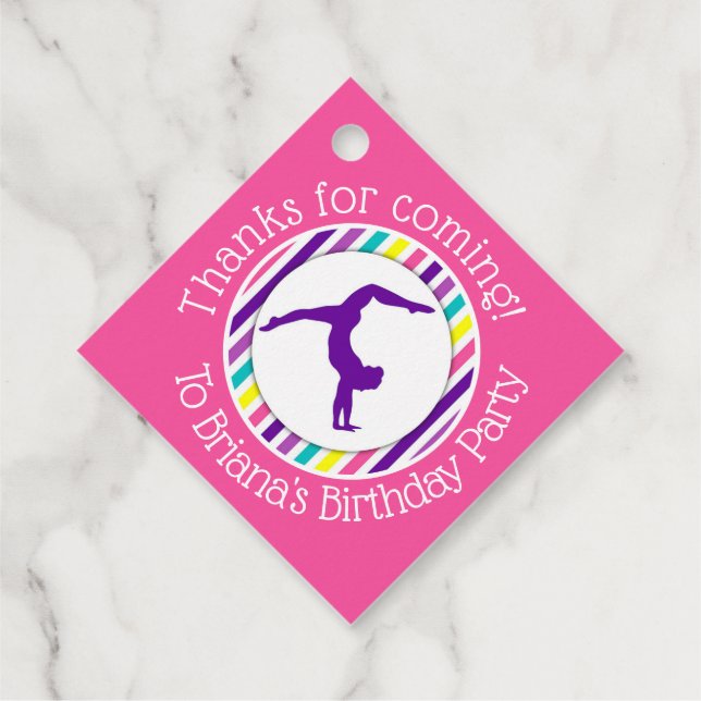 Girl Gymnastics Birthday Party Favour Tags (Back)
