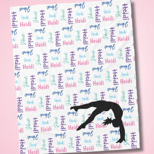 Girl Gymnastics Power Tumbling Her Name All Over Fleece Blanket