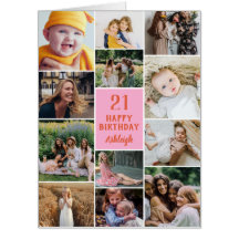 Girl Happy Birthday 12 Photo Collage Big Card