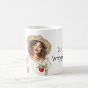 Girl Hat T Shirt Eat Veggies  Coffee Mug