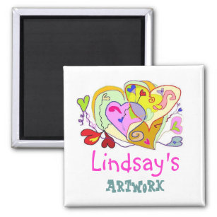 Girl Hearts Personalized Artwork Magnet