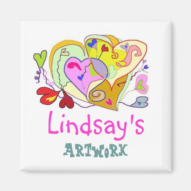 Girl Hearts Personalized Artwork Magnet (Front)