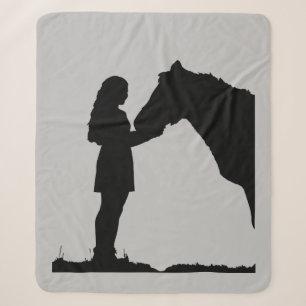 Girl & Her Horse love Horses Silhouette Sherpa Blanket