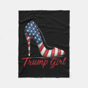 Girl High Heel Stilettos American Flag Trump 2024  Fleece Blanket