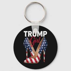 Girl High Heel Stilettos American Flag Trump 2024  Keychain