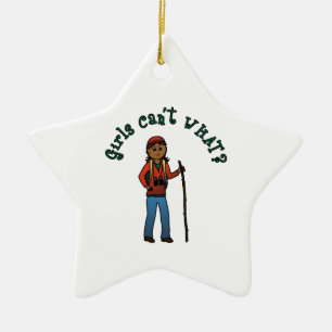 Girl Hiker Ceramic Ornament