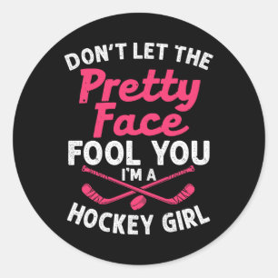 Girl Hockey Gift For Women Kids Ice Hockey Players Classic Round Sticker