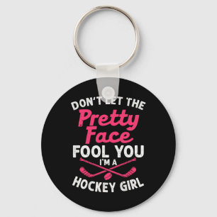 Girl Hockey Gift For Women Kids Ice Hockey Players Keychain