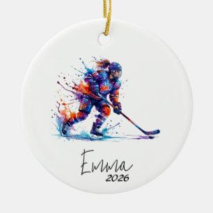girl hockey ornament, hockey ornament,hockey lover ceramic ornament