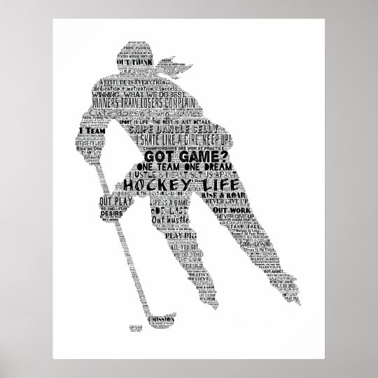 Girl Hockey Player Motivational Word Art Poster Zazzle.ca