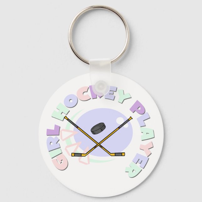 Girl Hockey Player Tshirts and Gifts Keychain (Front)