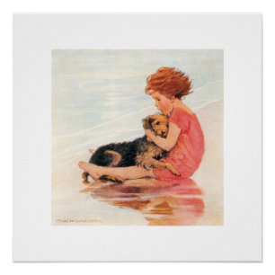 Girl Holding a Dog, Jessie Willcox Smith Poster