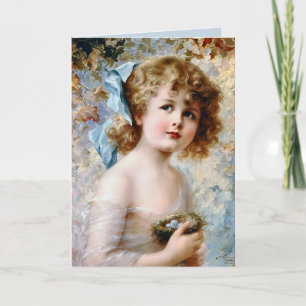 Girl holding a nest card
