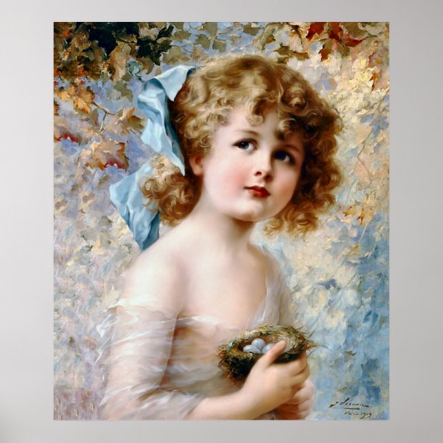 Girl holding a nest poster (Front)