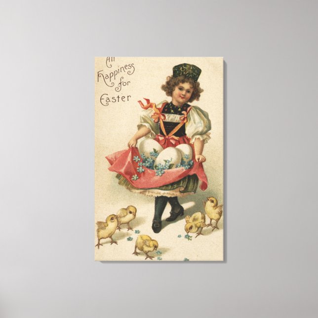 Girl Holding Eggs with Chicks Canvas Print (Front)