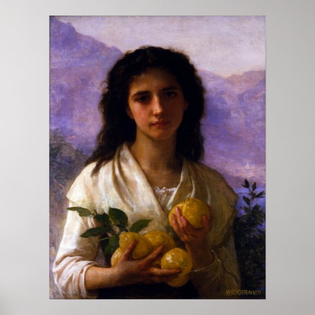 Girl Holding Lemons W.A. Bouguereau Canvas Poster (Front)