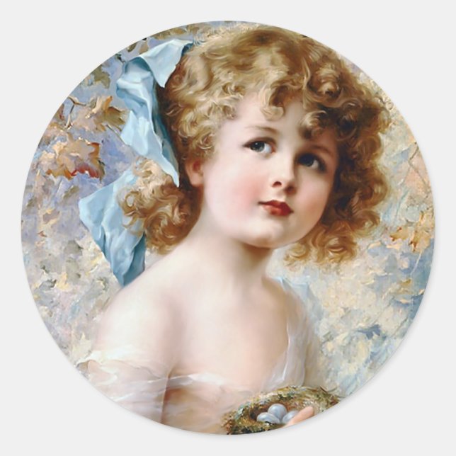 Girl holding Nest Classic Round Sticker (Front)