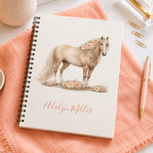 Girl Horse Peach Rose Whimsical Personalized