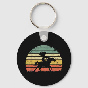 Girl Horse Riding Vintage Cowgirl Texas Ranc Keychain