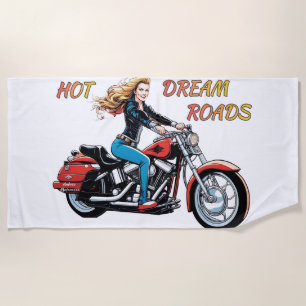 Girl Hot Dream Roads  Beach Towel